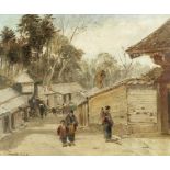 John Varley Jnr. (British, 1850-1933) A street scene in Japan