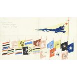 European School, 19th century Chinese banners at Newchwang (Yingkou)