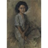Raden Basoeki Abdullah (Indonesian, 1915-1993) Portrait of a young girl seated