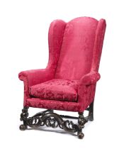 A James II walnut wingback armchair Late 17th century
