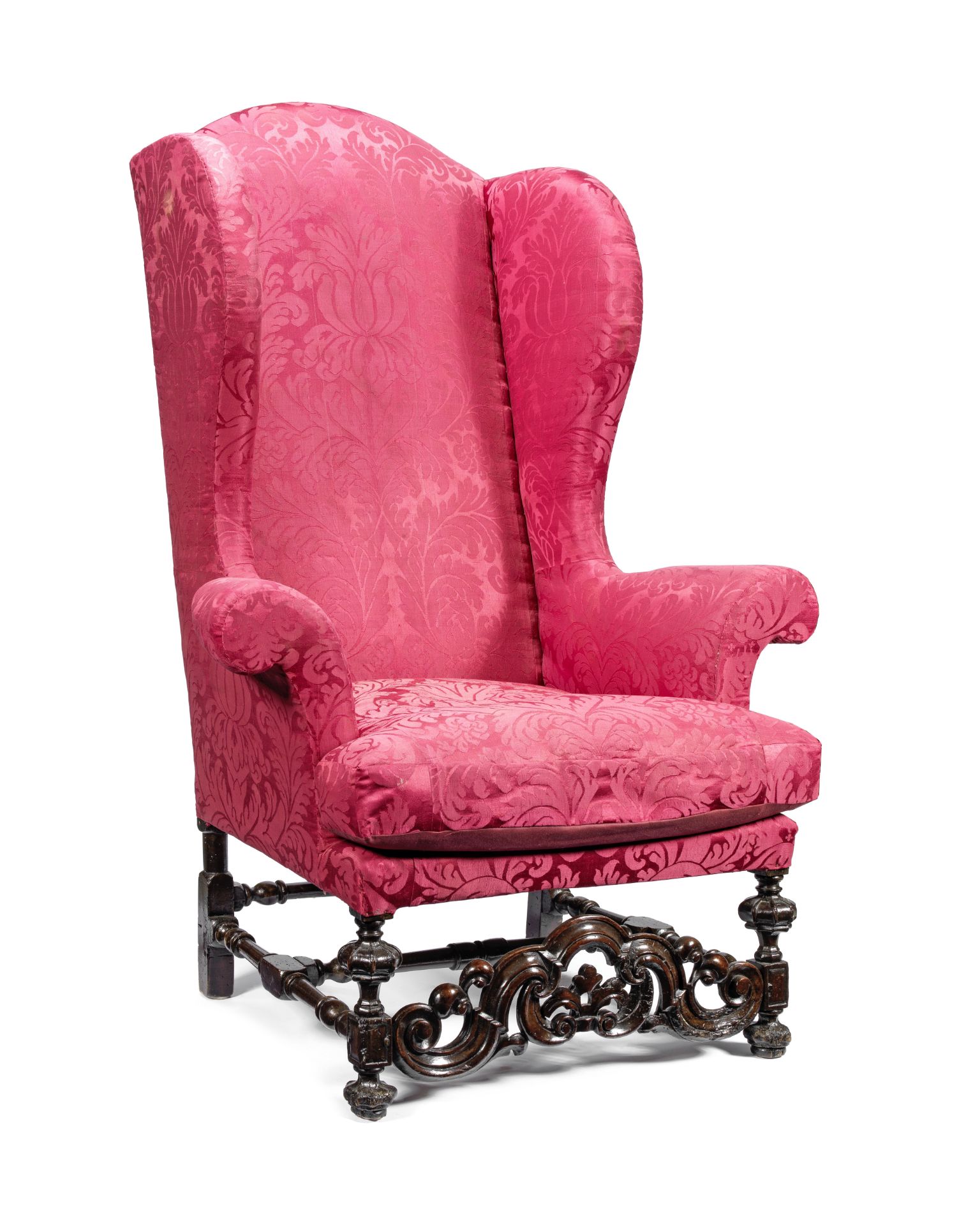 A James II walnut wingback armchair Late 17th century