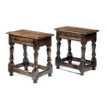 Two oak joint stools 17th century and later