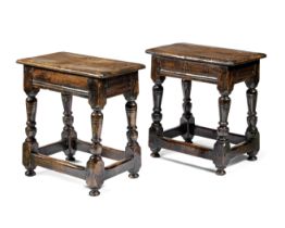 Two oak joint stools 17th century and later