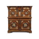 A documented 17th century oak and walnut enclosed chest-of-drawers