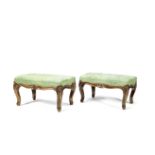 A pair of French late 19th century simulated rosewood beech stools In the Louis XV style (2)