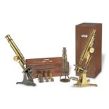 Three Compound Monocular Microscopes, English, 19th century, (3)