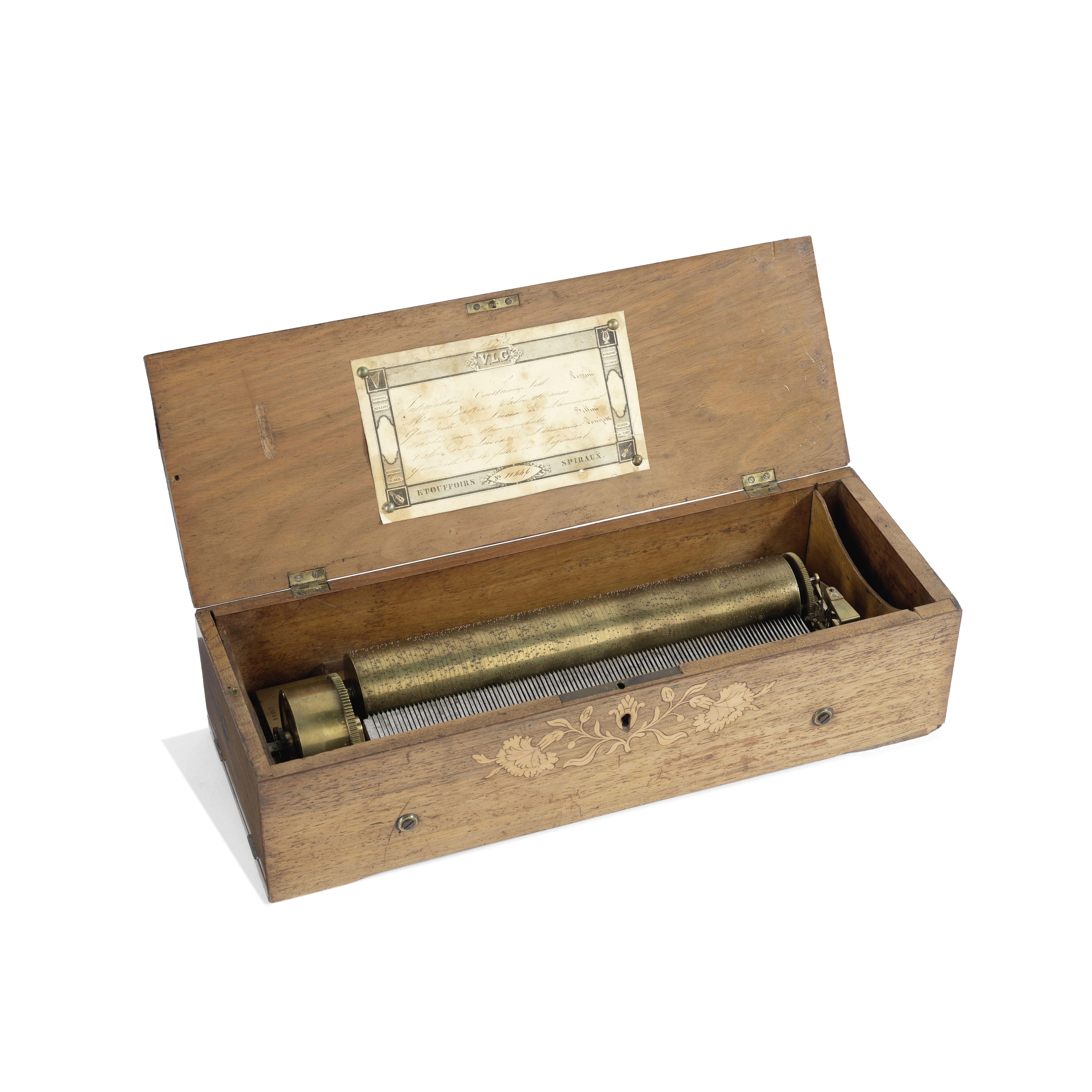 A Keywind cylinder Musical Box, Swiss, mid 19th century,