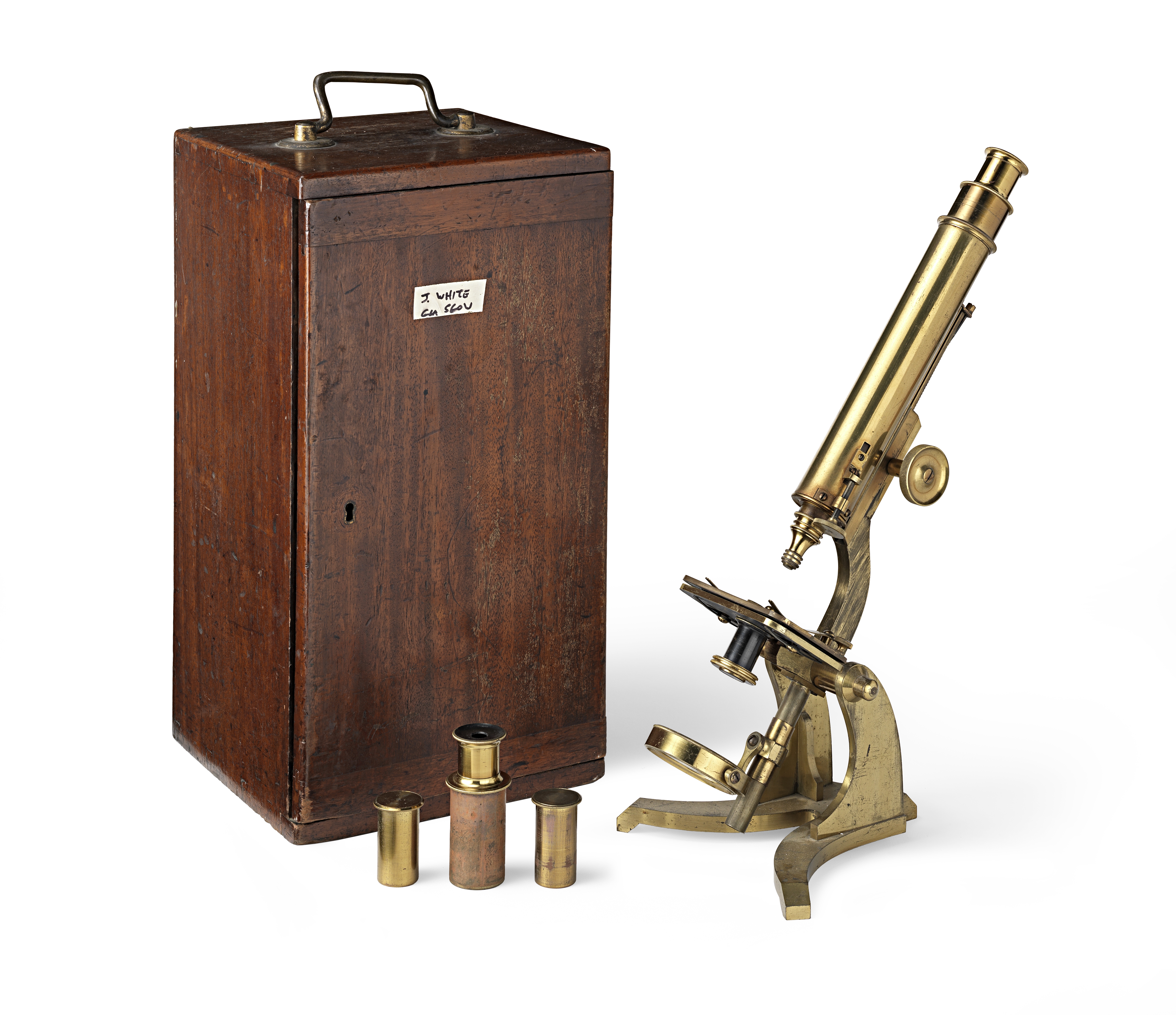 A J. White Brass Compound Monocular Microscope, British, mid 19th century,