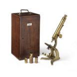 A J. White Brass Compound Monocular Microscope, British, mid 19th century,