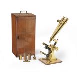 A Baker Binocular Compound Microscope, English, late 19th century,