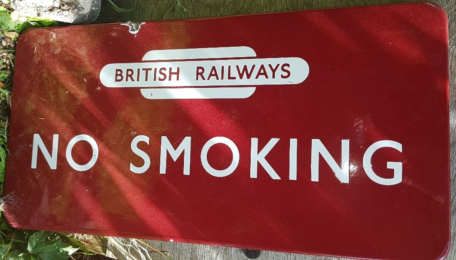 A British Railways 'No Smoking' enamel sign,