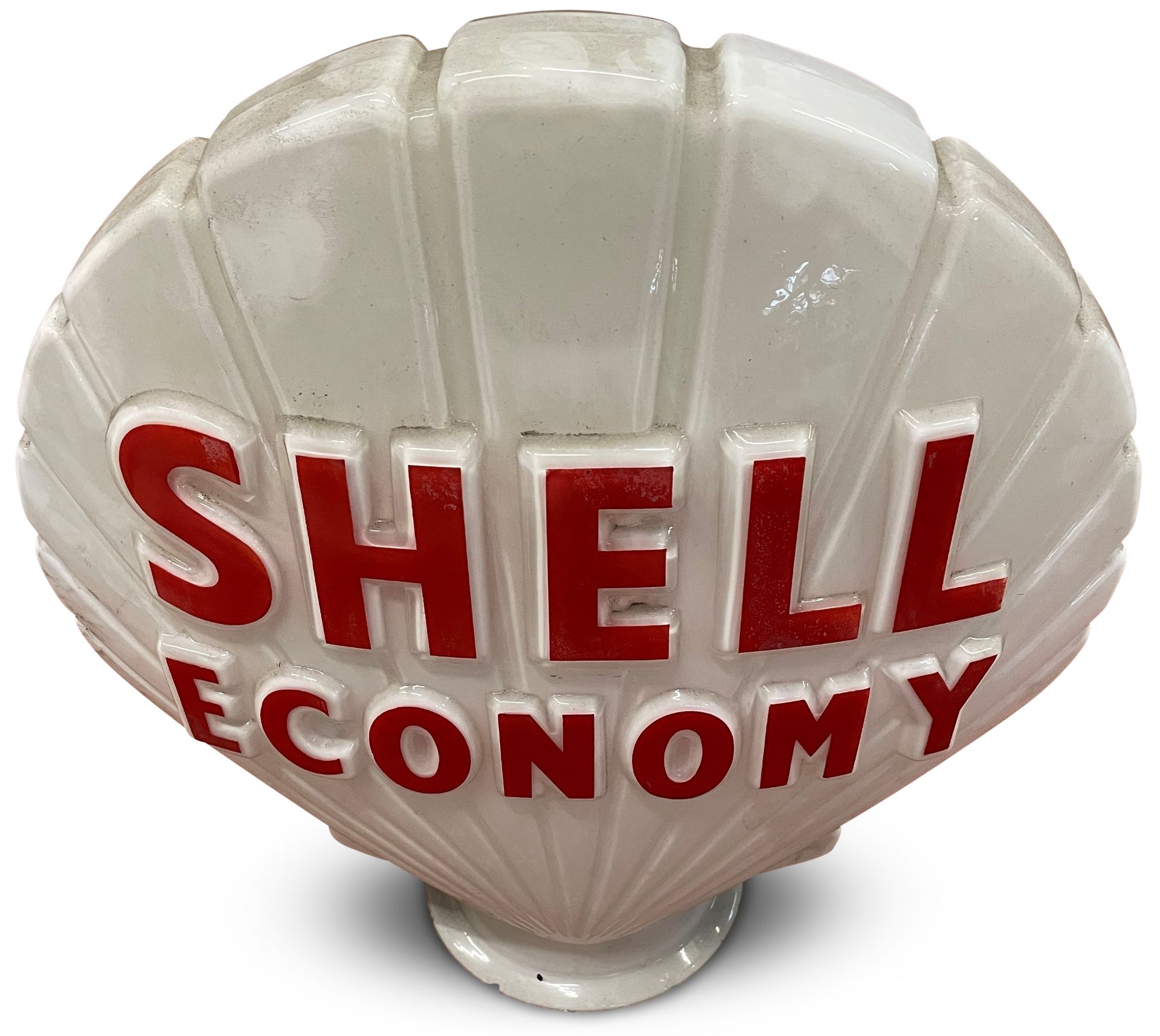 A Shell Economy glass petrol pump globe,