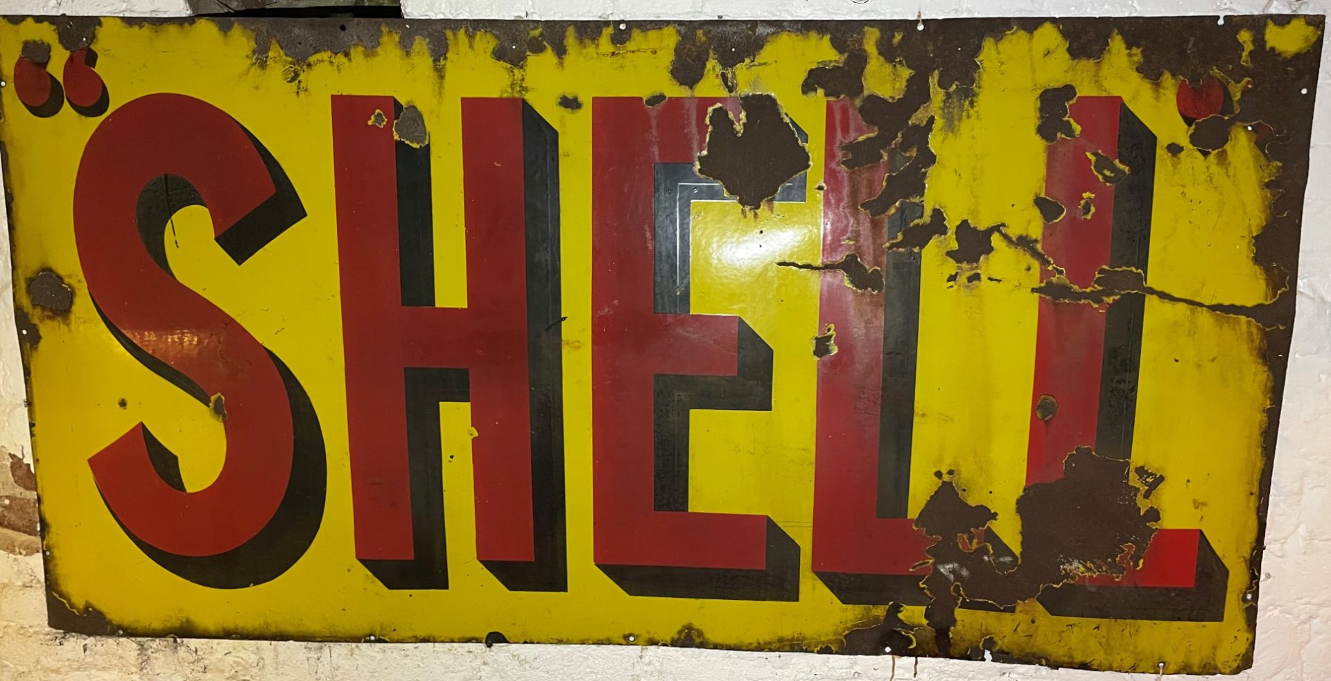 A large Shell enamel sign,