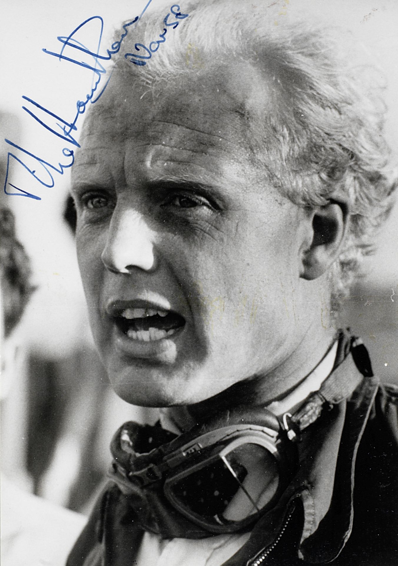 A signed photograph of Mike Hawthorn, dated 1958,