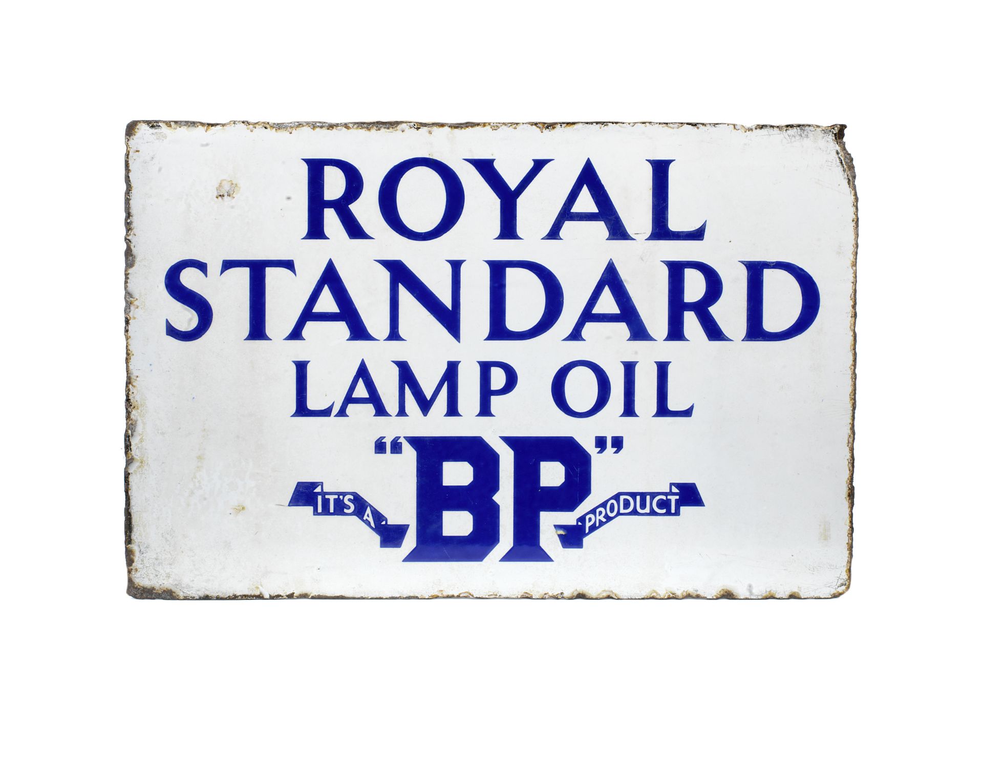 A 'BP Royal Standard Lamp Oil' double sided enamel sign,