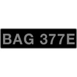 UK Vehicle Registration Number 'BAG 377E',