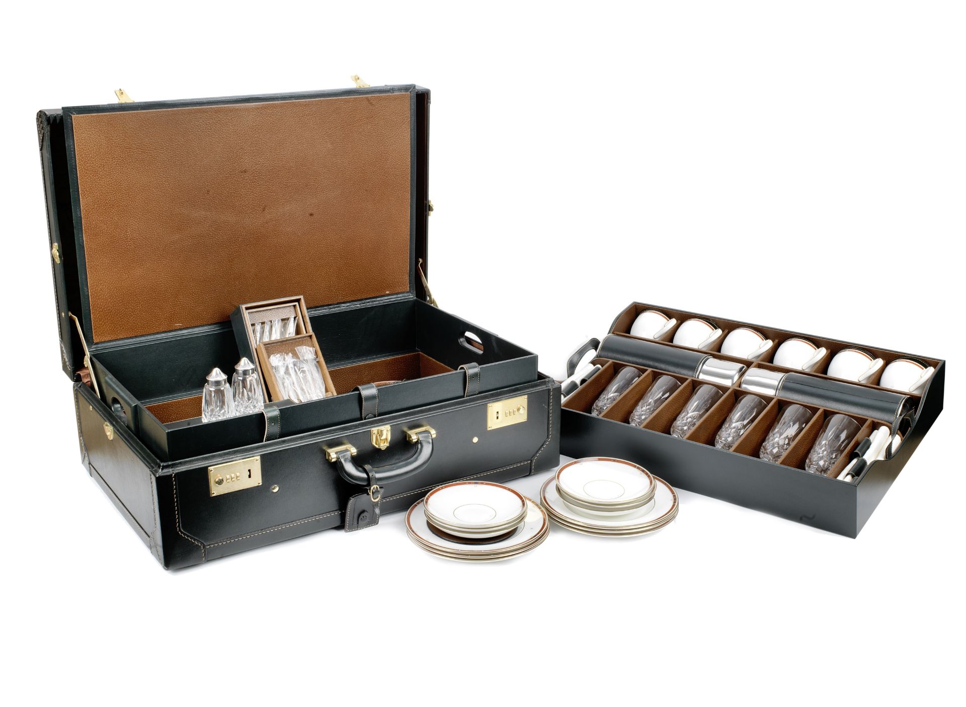 A leather-cased picnic set for six persons by Dunhill, circa 1995