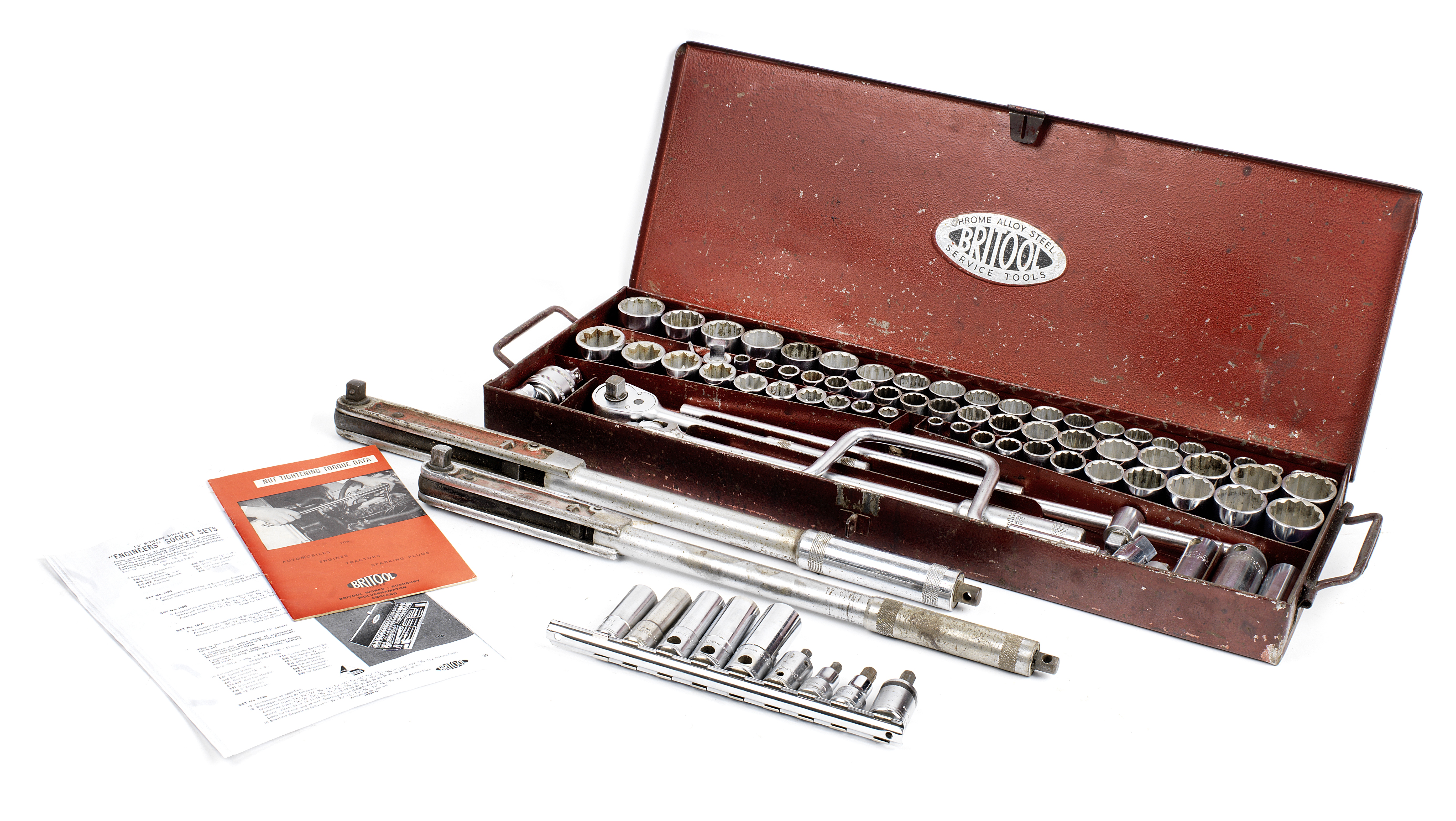 A complete Britool engineer's 1/2' square drive socket set, number 145B, 1966-1970,