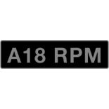 UK Vehicle Registration Number 'A18 RPM',