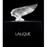 A boxed 'Victoire' glass mascot/paperweight by Crystal Lalique of Paris, post-War,