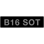 UK Vehicle Registration Number 'B16 SOT',