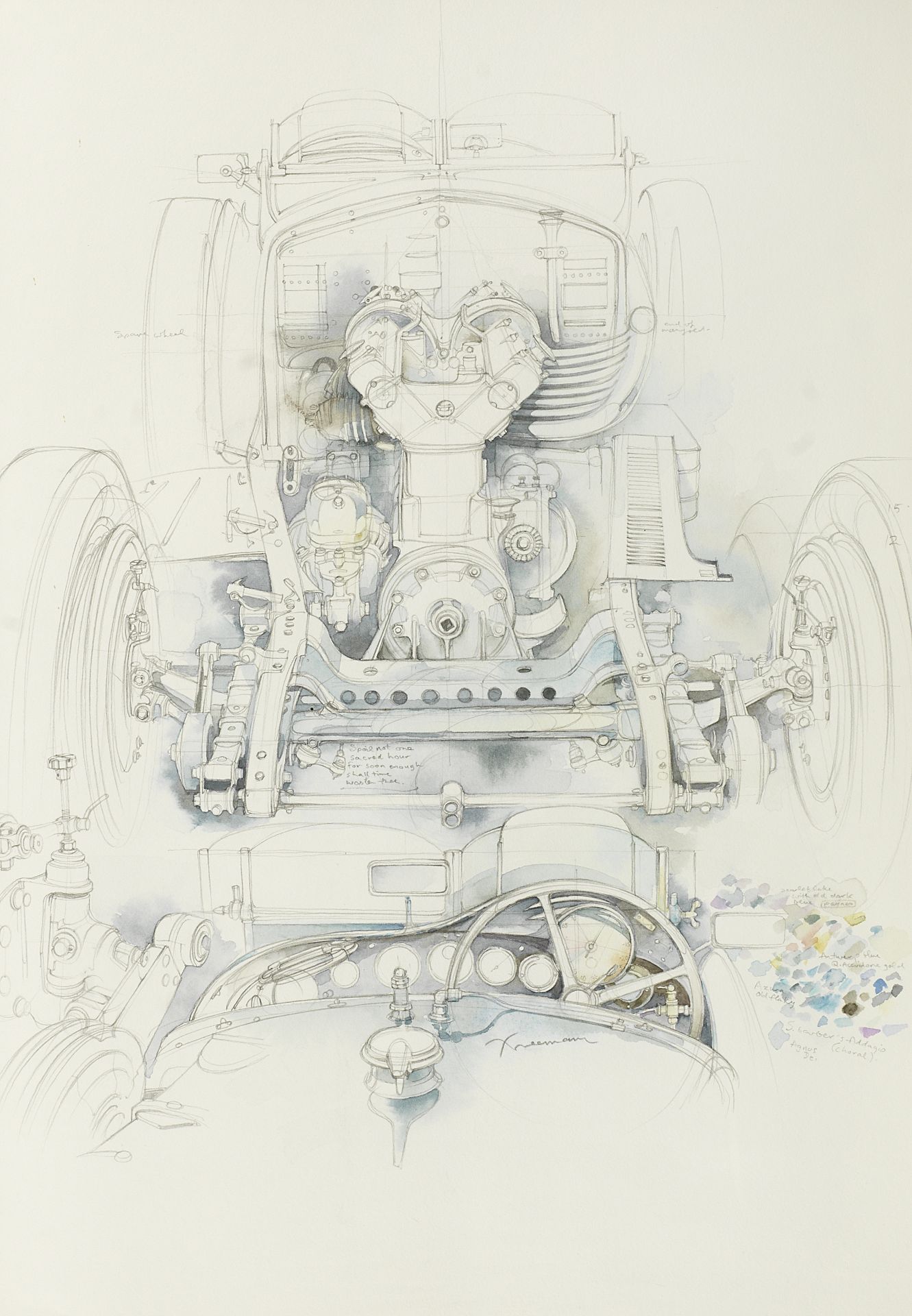 Bob Freeman (British 1947-2004), 'Alfa Romeo 8C Monza Engine', ((3))