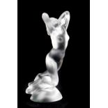 A boxed 'Vitesse' glass mascot/paperweight by Crystal Lalique of Paris, post-War,
