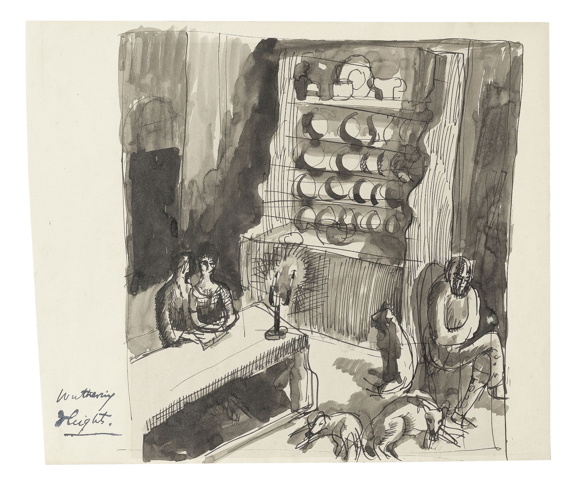 Dora Carrington (British, 1893-1932) Wuthering Heights, Interior 21.6 x 25.5 cm. (8 1/2 x 10 1/8 ...