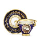 A Flight, Barr and Barr Worcester cabinet cup and stand by Thomas Baxter, circa 1814-16