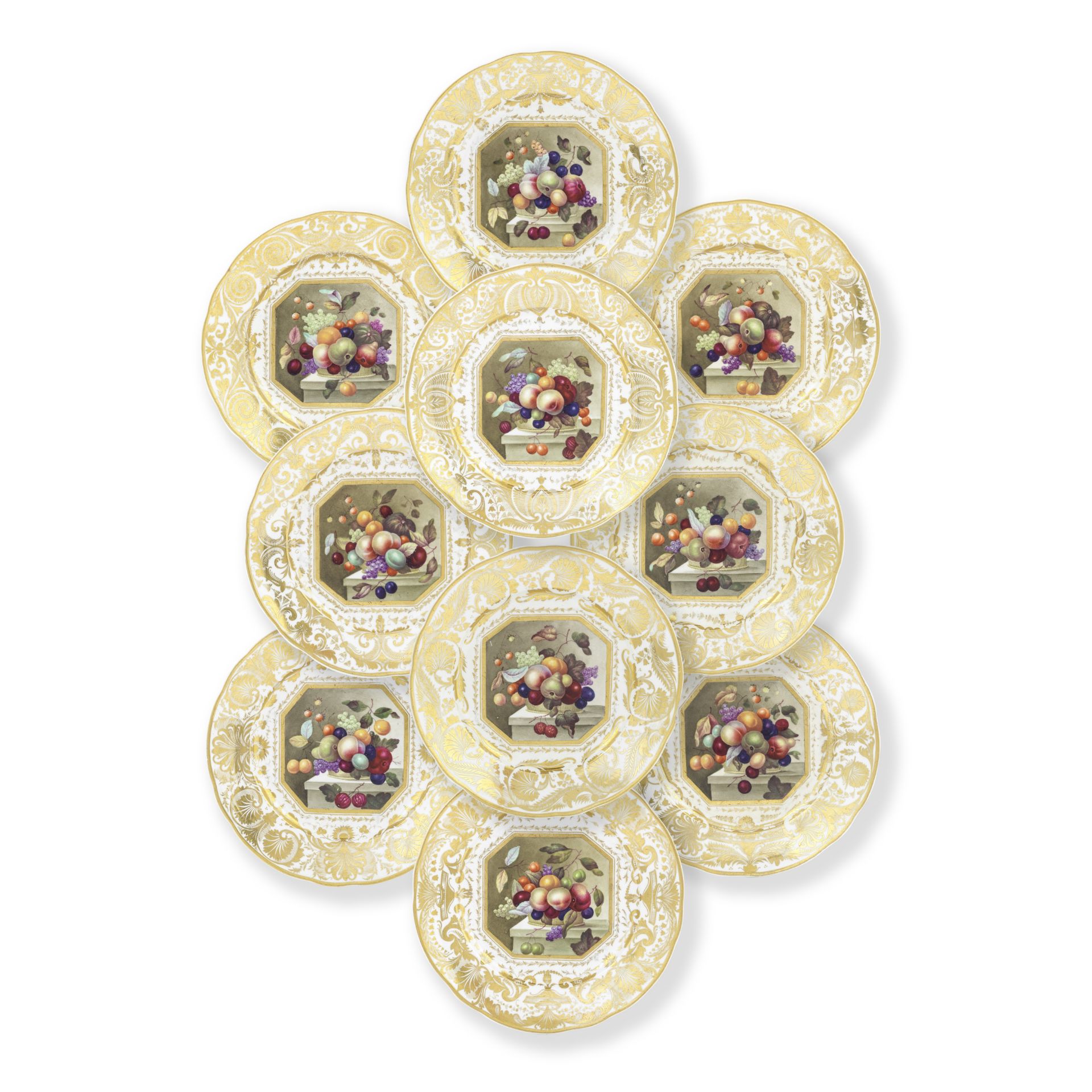 A set of ten Derby dessert plates, circa 1825