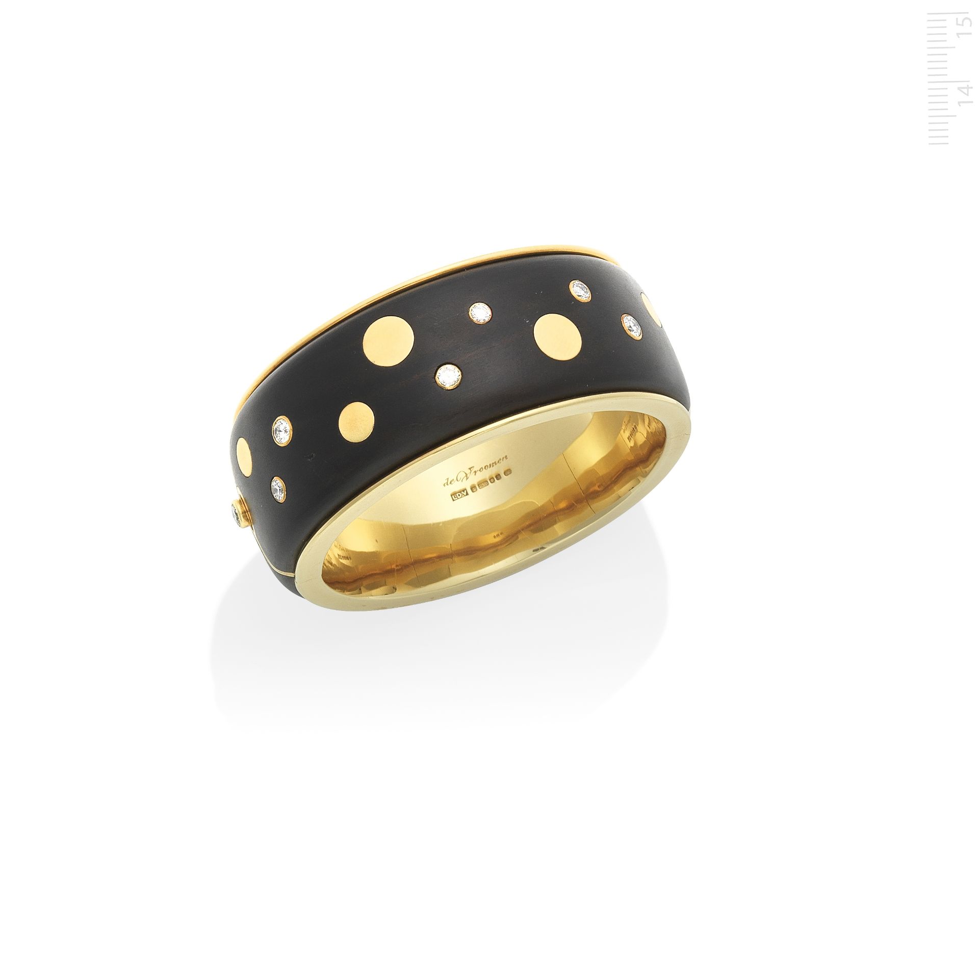 LEO DE VROOMEN: GOLD, EBONY AND DIAMOND-SET BANGLE, 1987