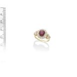 RUBY AND DIAMOND CLUSTER RING