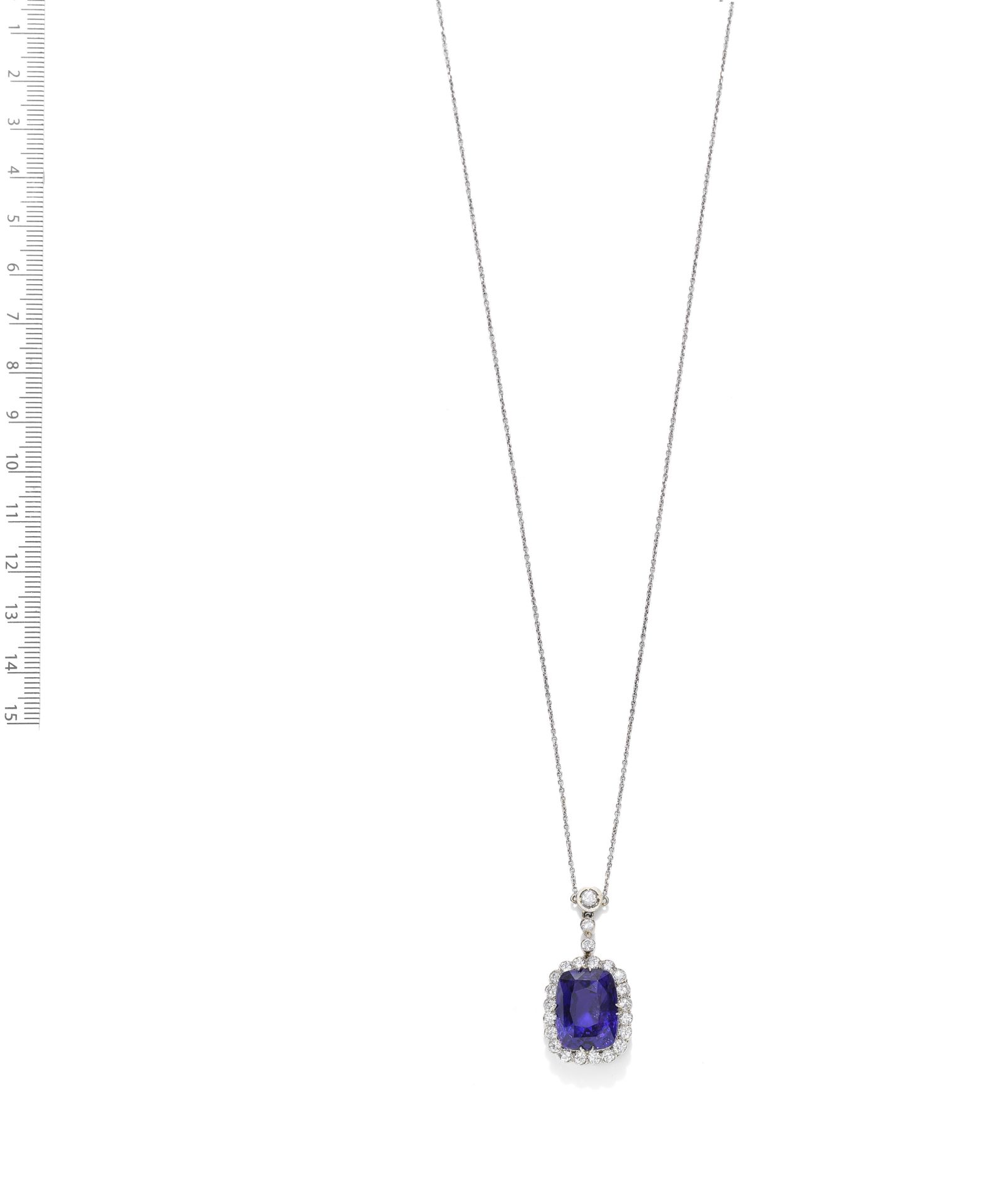 COLOUR CHANGE SAPPHIRE AND DIAMOND PENDANT, FIRST HALF OF THE 20TH CENTURY