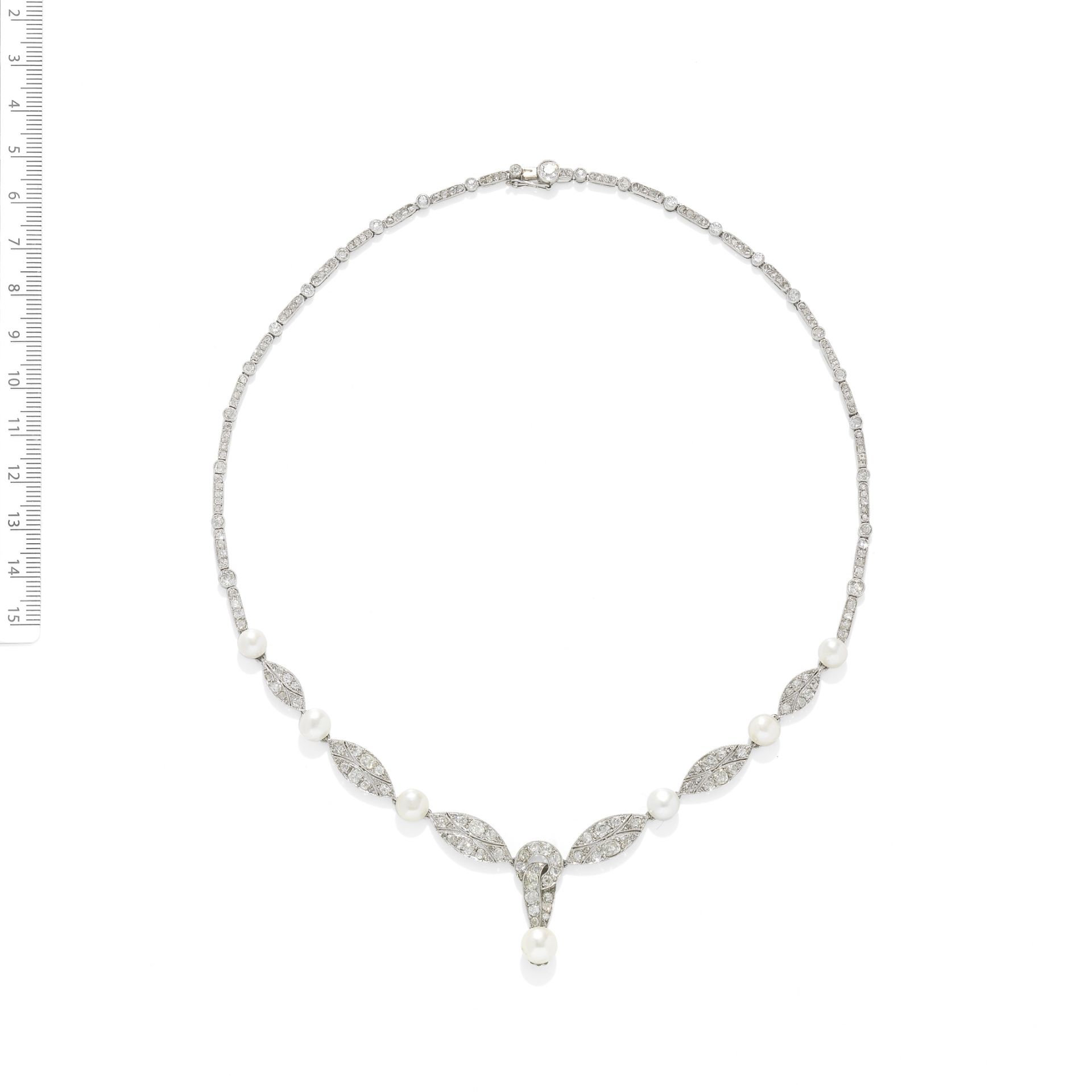 NATURAL PEARL AND DIAMOND NECKLACE, CIRCA 1915 AND LATER