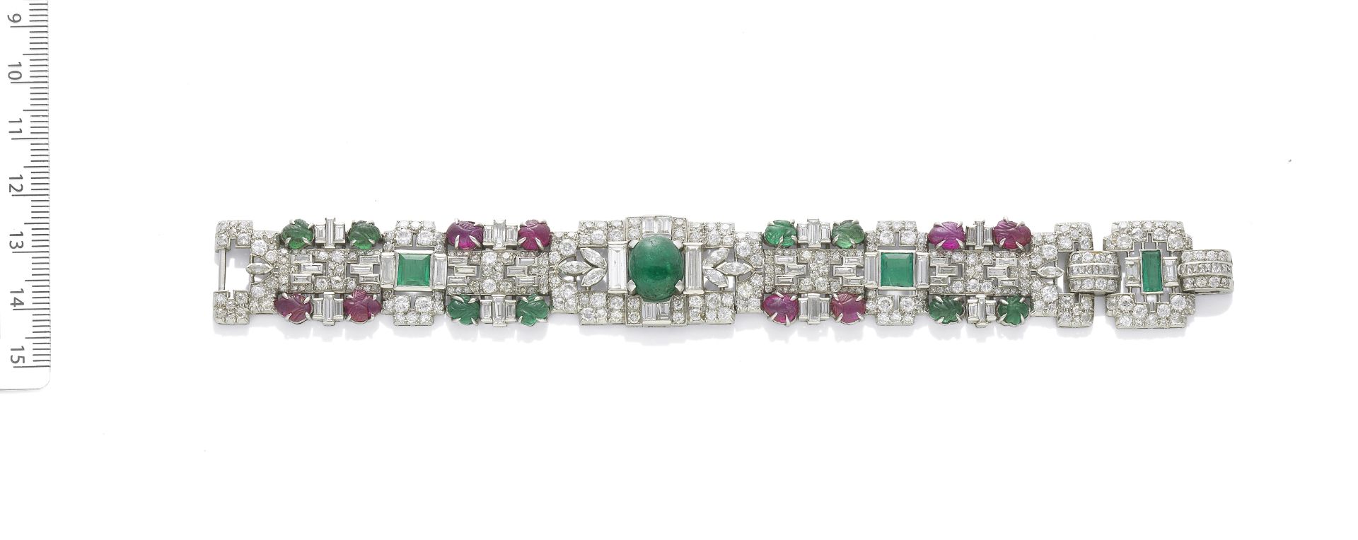 ART DECO DIAMOND AND GEM-SET BRACELET, CIRCA 1935