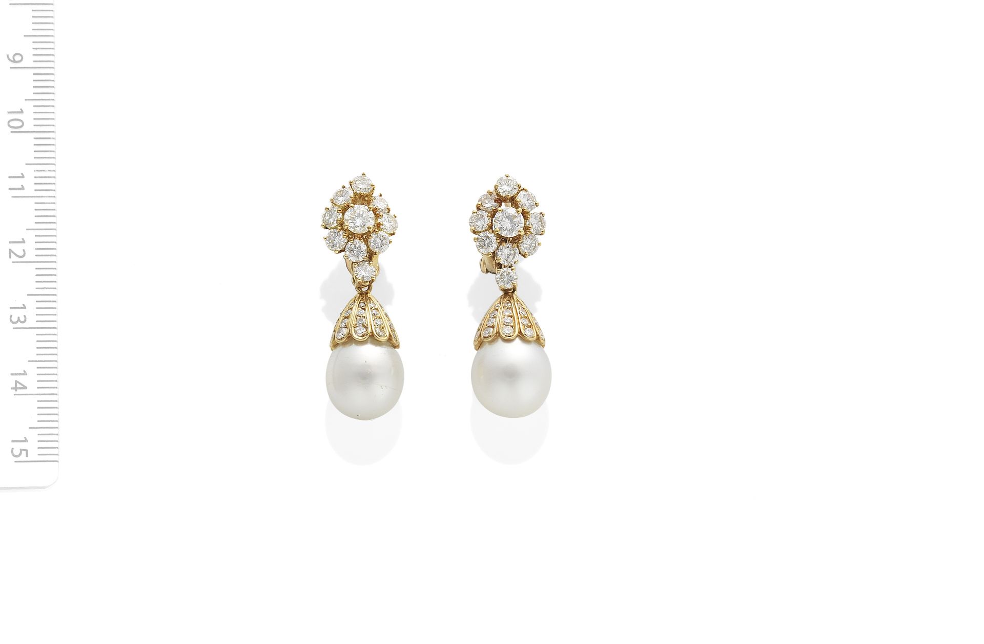 MAUBOUSSIN: CULTURED PEARL AND DIAMOND PENDENT EARRINGS