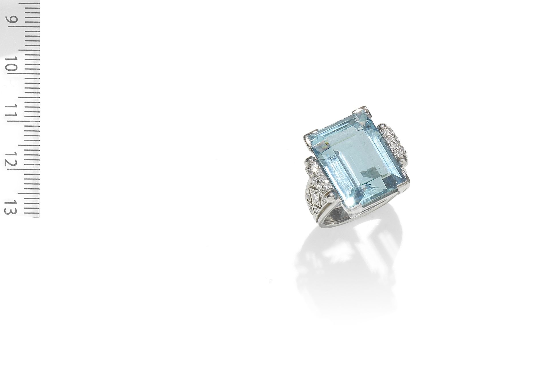 BOIVIN: AQUAMARINE AND DIAMOND RING, CIRCA 1935