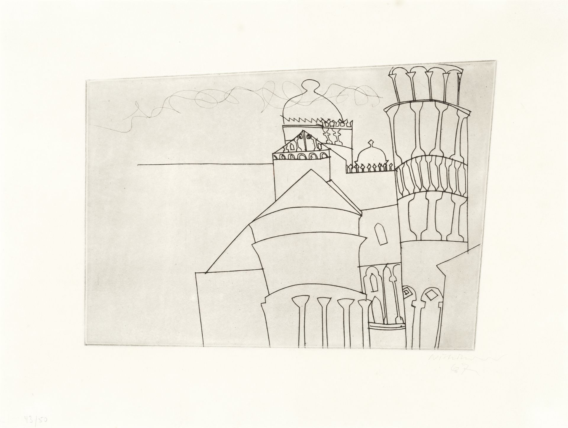 Ben Nicholson O.M. (British, 1894-1982) Pisa as Intended Etching printed with tone, 1967, on wove...