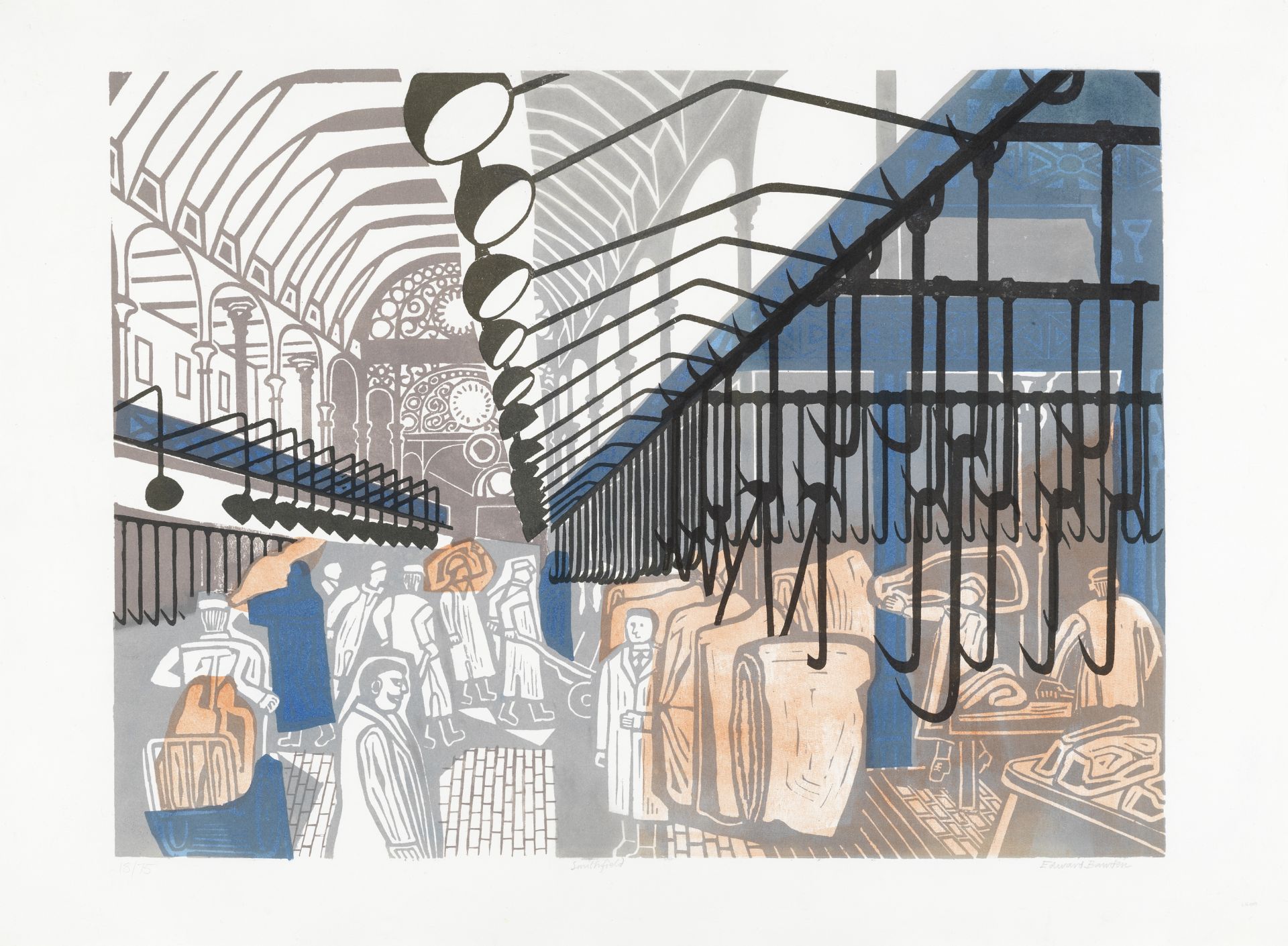 Edward Bawden R.A. (British, 1903-1989) Smithfield Market, from 'Six London Markets' Lithograph p...