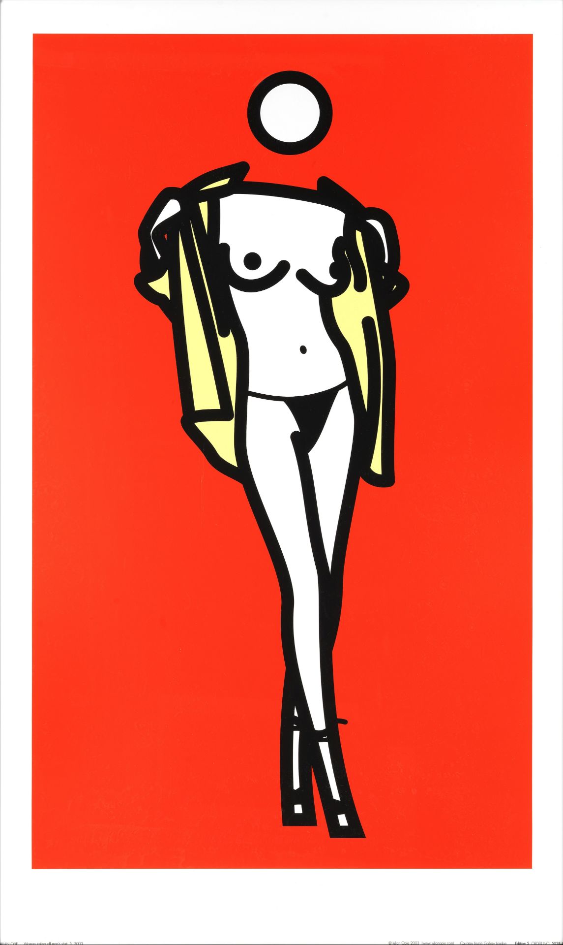 Julian Opie (British, born 1958) Woman Taking Off Man's Shirt Screenprint in colours, 2003, on w...
