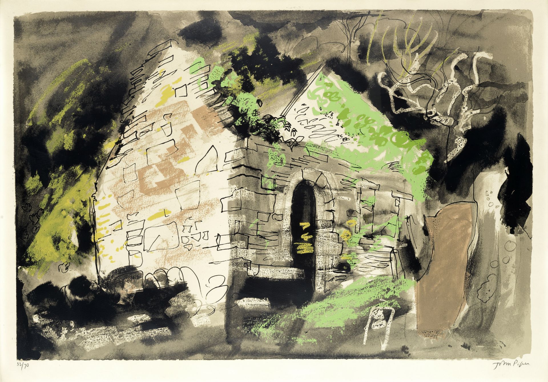 John Piper C.H. (British, 1903-1992) Kirkmaiden Screenprint in colours, 1975, on wove, signed and...