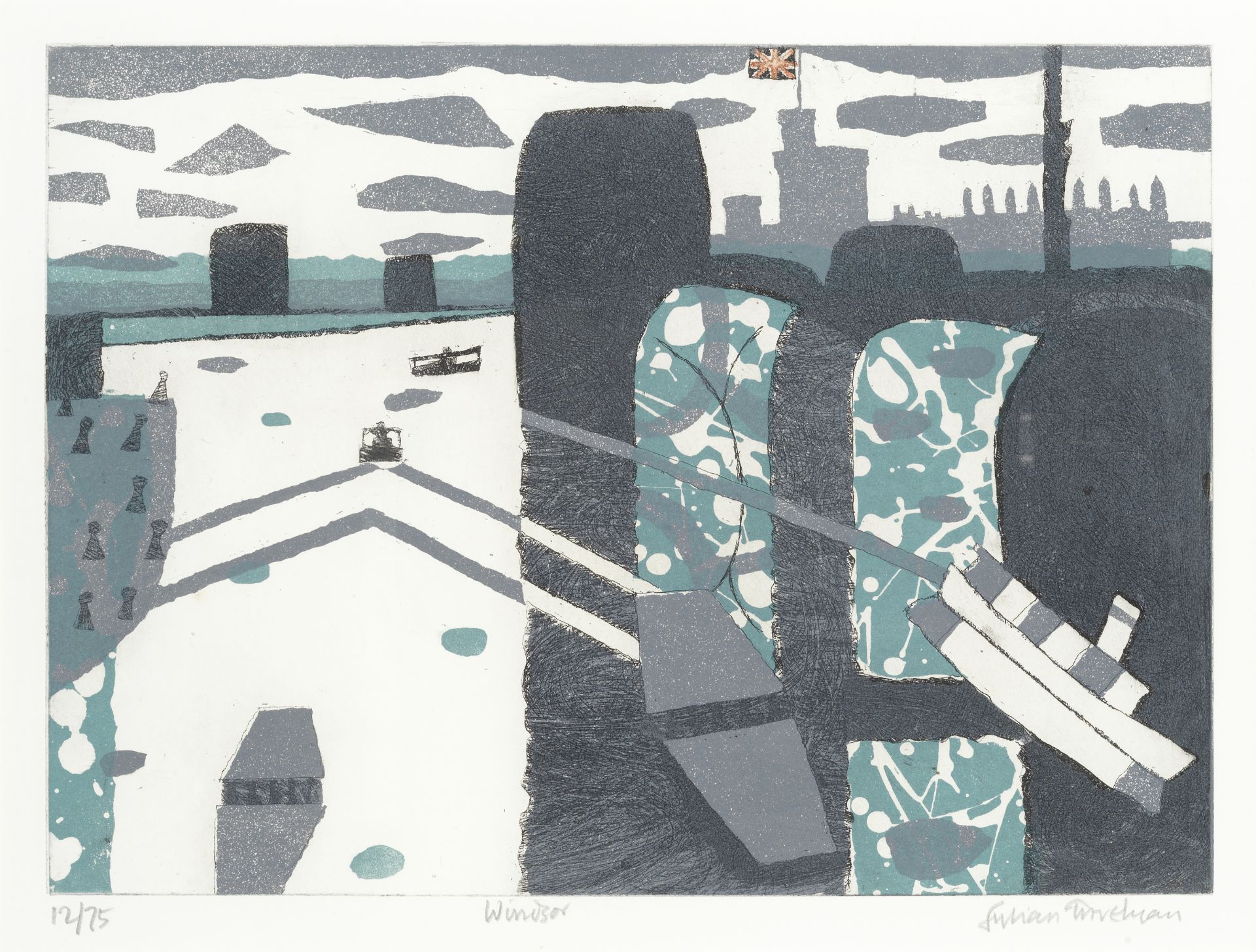 Julian Trevelyan R.A. (British, 1910-1988) Windsor, from 'Thames Suite' Etching and aquatint prin...