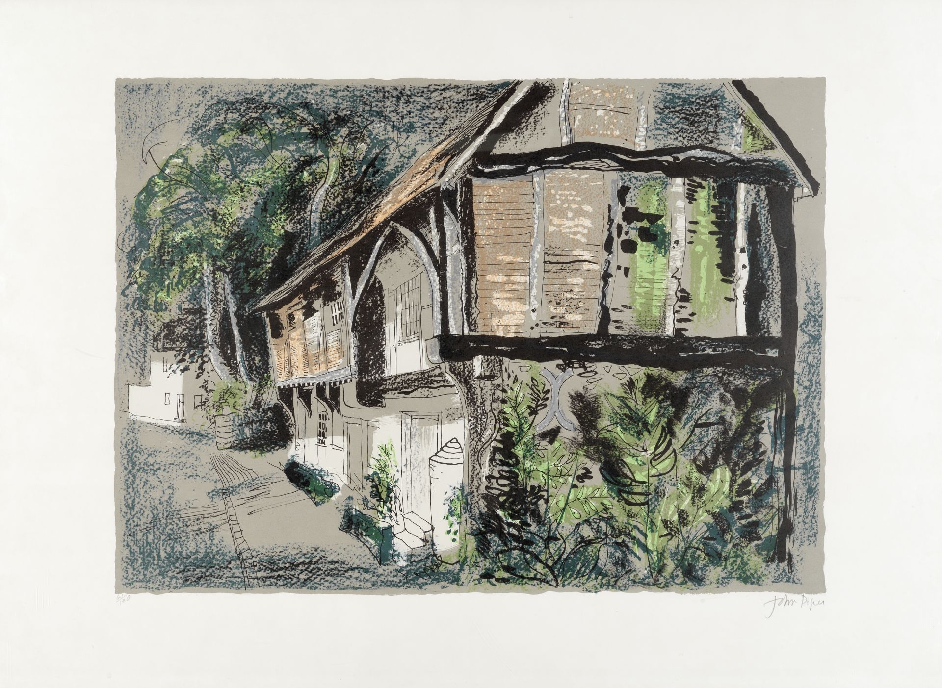 John Piper C.H. (British, 1903-1992) Courthouse, Long Crendon, Buckinghamshire Lithograph printe...