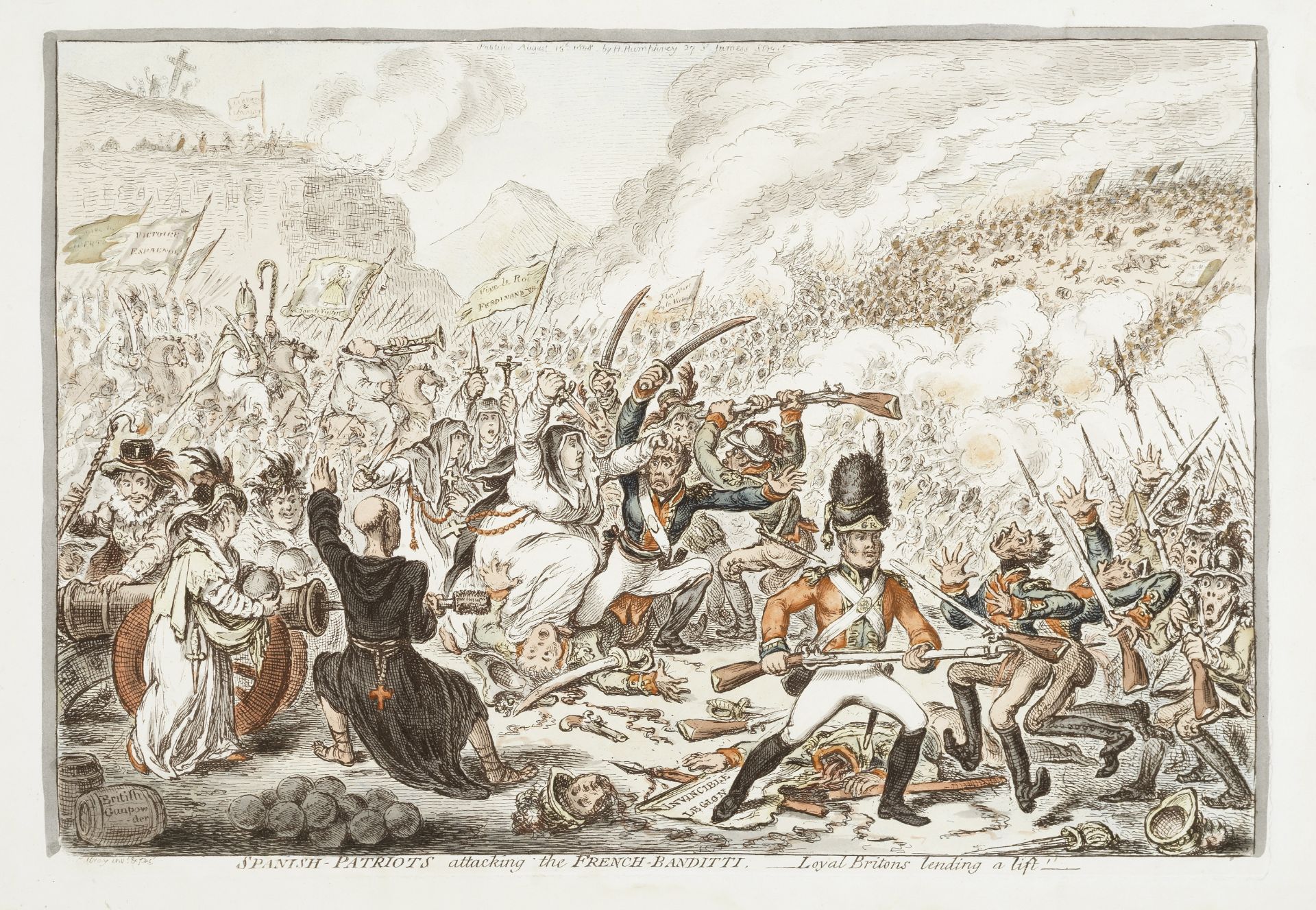 James Gillray (British, 1756-1815) Spanish-Patriots attacking the French-Banditti.- Loyal Britons...