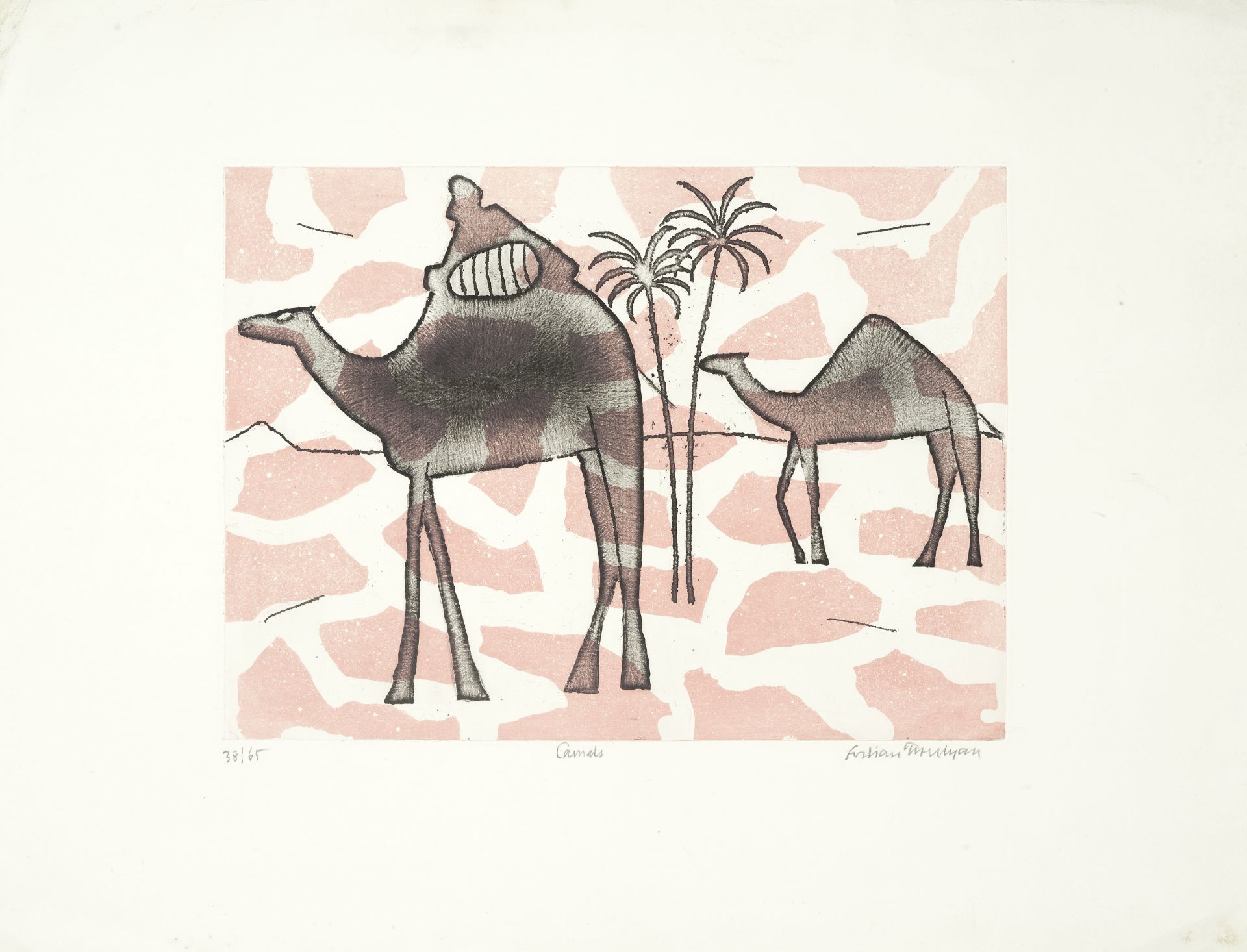Julian Trevelyan R.A. (British, 1910-1988) Camels Etching and aquatint printed in colours, 1972, ...