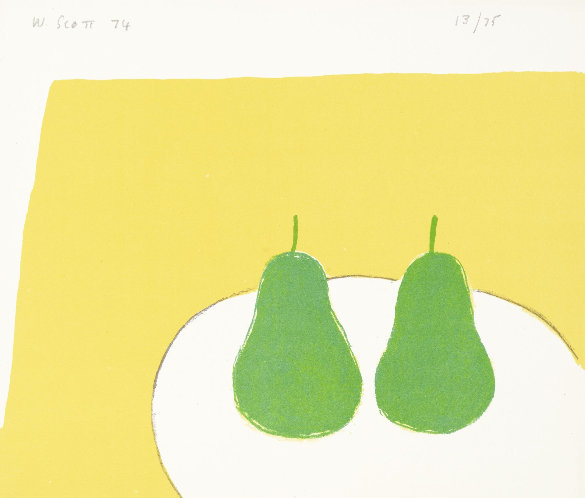 William Scott R.A. (British, 1913-1989) Green Pears Lithograph printed in colours, 1974, on wove,...