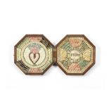 A SMALL SHELL-WORK SAILOR'S DOUBLE VALENTINE, 'A PRESENT FROM ST LUCIA', 19TH CENTURY, 9in (23cm)...