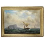 Vilhelm Melbye (Danish, 1824-1882) Shipping off Gibraltar
