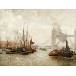 Rubens Arthur Moore (British, active 1881-circa 1933) A pair of views on the Thames: One towards ...