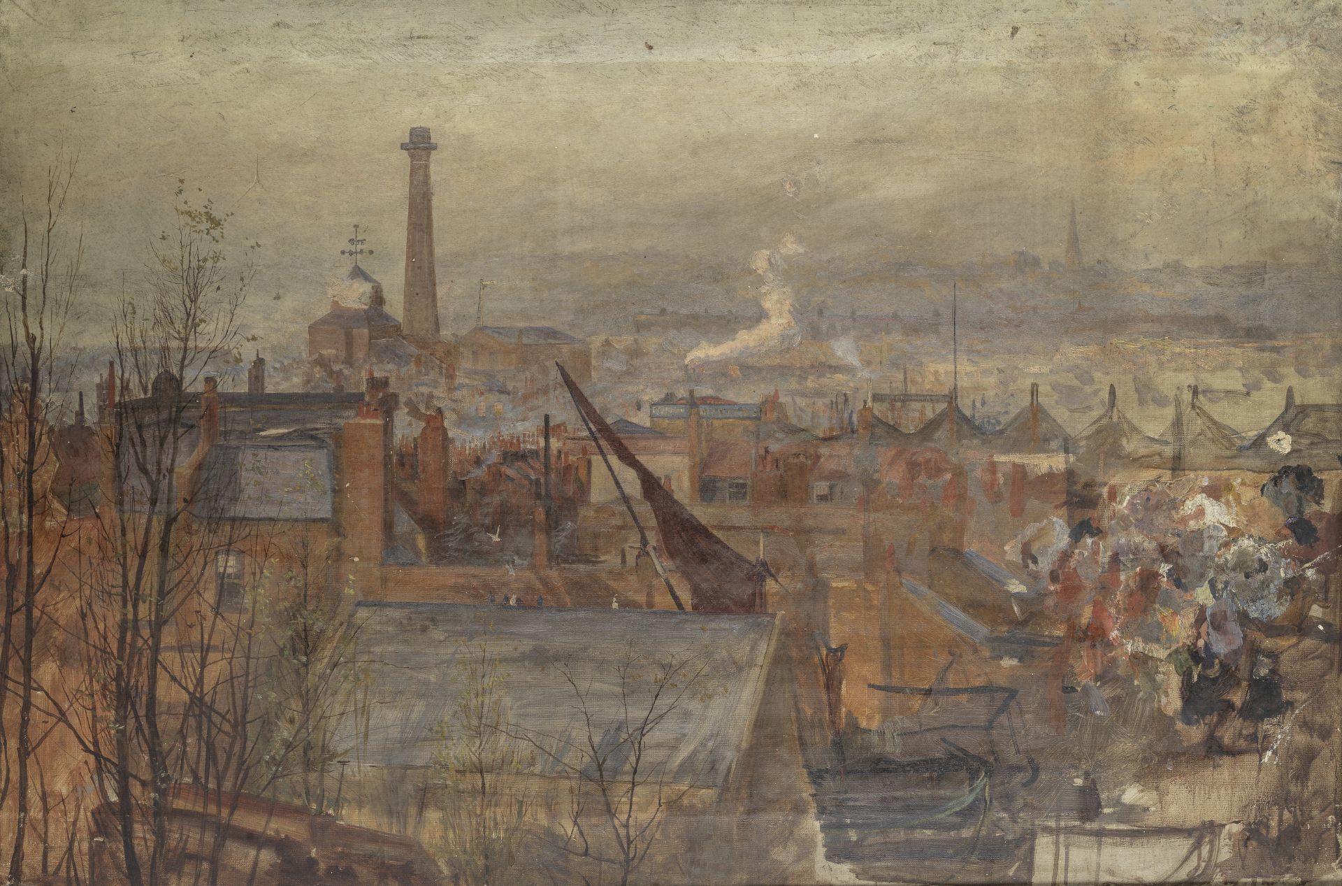 William Lionel Wyllie, R.A. (British, 1851-1931) Beckton Gas Works, an unfinished work